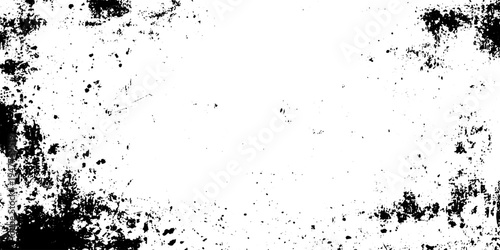 Grunge Black Scratch and Speckle Texture Overlay on White Background with Vintage Distressed Pattern.