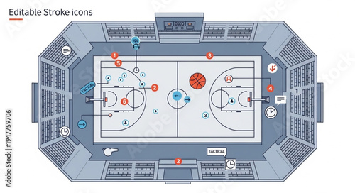 Overhead View of an Ice Hockey Rink with Zones and Markings.
