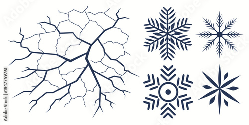 A group of blue snowflakes on a white background Vector