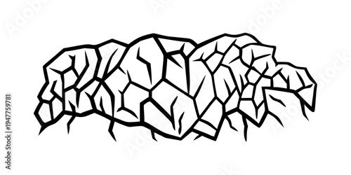 A black and white drawing of a rocky outcrop Vector