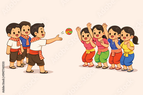 Khmer New Year Tranditional Game - Chol Chhoung.eps
