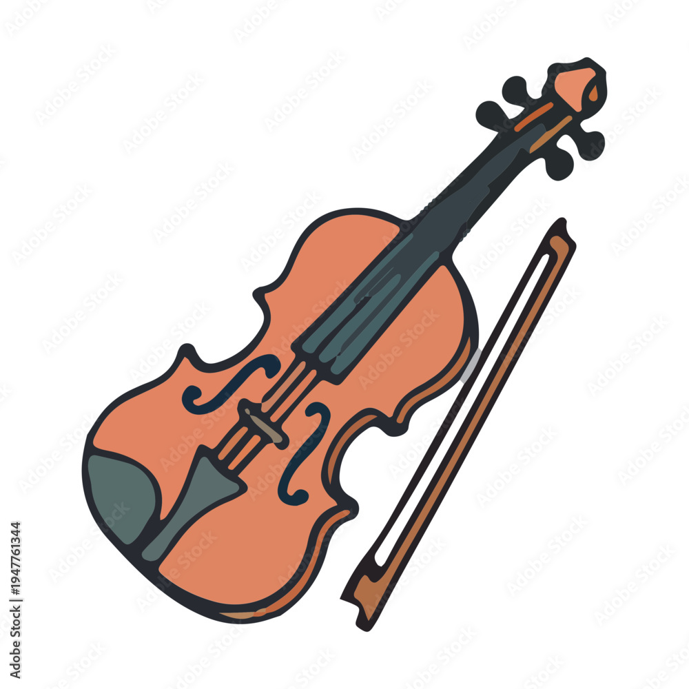 Fototapeta premium Violin and Bow Illustration
