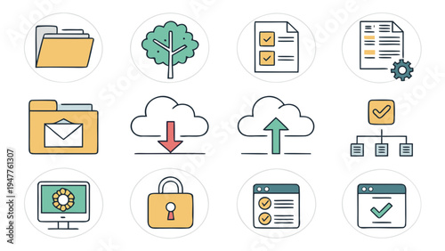 Essential construction worker safety equipment collection, including hard hats, vests, and various protective gear, for a secure and hazard-free worksite illustration