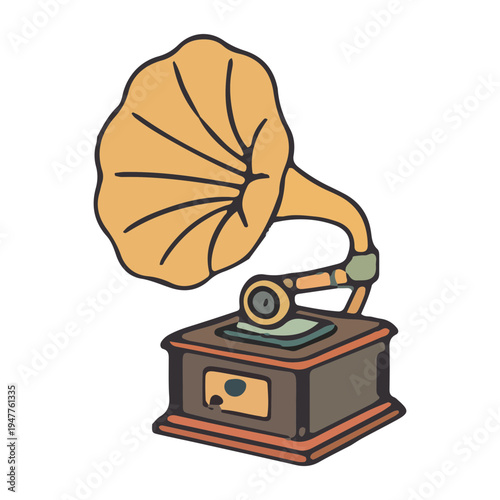 Vintage Phonograph Illustration