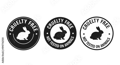 Cruelty-Free and Not Tested on Animals Rabbit Logos.