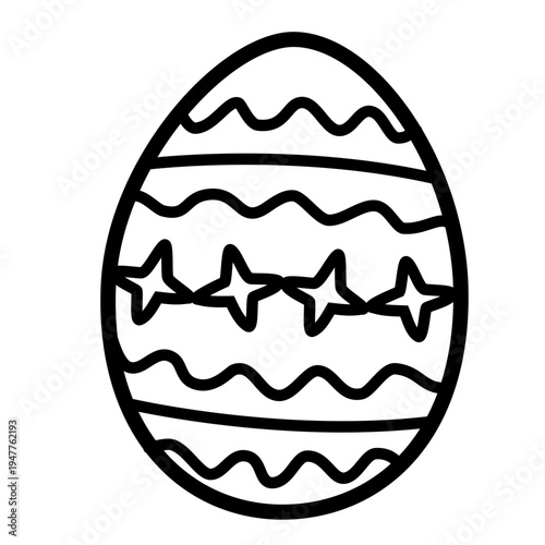 bold and easy easter egg coloring page, activity for kids, decoration, vector illustration of an easter egg