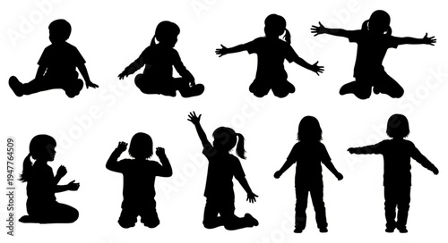 Silhouettes of children playing.
