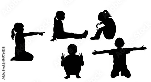 Silhouettes of children playing.