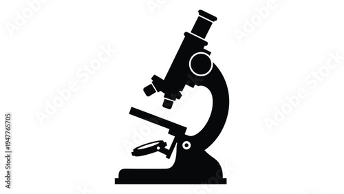 A microscope is shown in a simple black silhouette