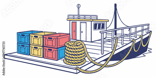 A cargo ship with containers on the deck Vector