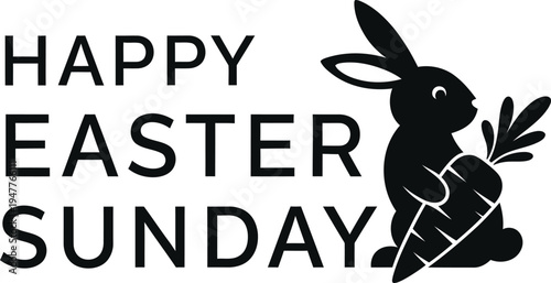 Easter sunday greeting with bunny holding egg