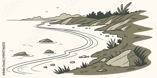 A brown and black dog running through a field Vector