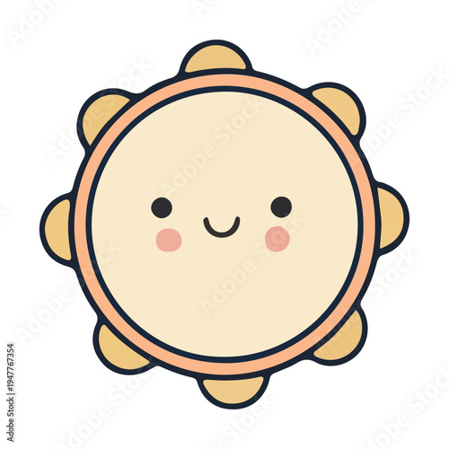 Cute Tambourine Character Icon