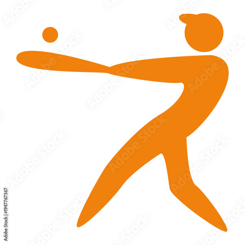 Orange Figure Catching Ball Icon