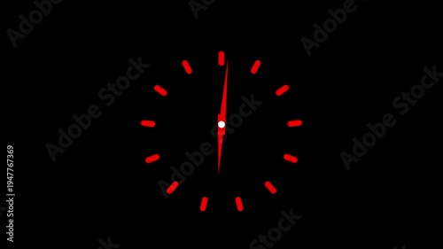 Clock spinning, watch animation on transparent background with alpha channel. Clock icon flat style 24 hours day fast speed with moving timer clock 