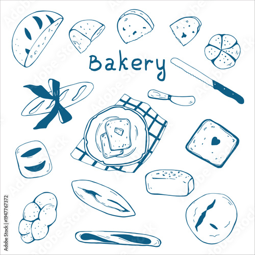 Whimsy hand drawn Bakery Bread set 