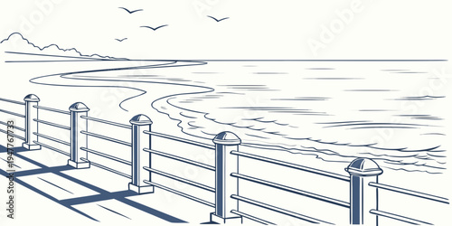 A metal fence on a hill Vector