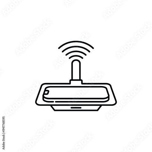Simple line drawing of a dashboard camera with wireless signal