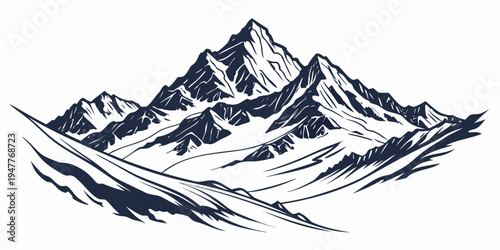 A mountain range with snow on the peaks Vector