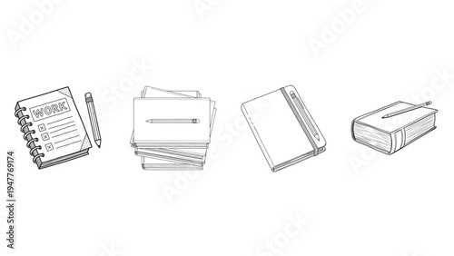 Notebook and Book Stack Illustration for Study Notes Academic Planning and Educational Resources