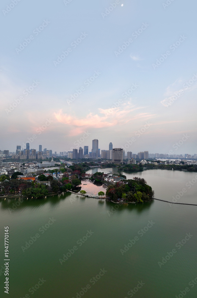 Fototapeta premium Aerial photography of Huizhou West Lake Scenic Area in Huizhou City