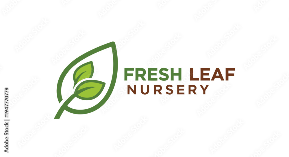 Fototapeta premium Fresh Leaf Nursery Green Logo Design.