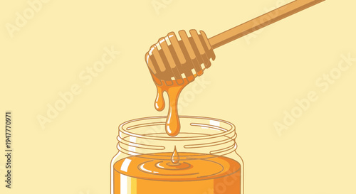 Honey dripping from dipper into jar 2.