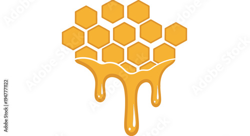 Honeycomb with golden honey dripping 3.