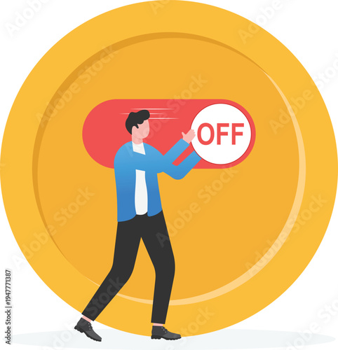 Businessman Turning Off Financial Profit Stream