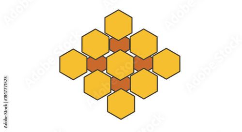 Honeycomb pattern with yellow hexagons.