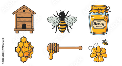 Collection of honey bee objects.