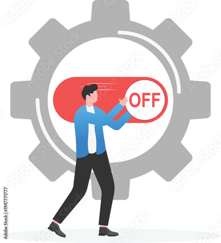 Businessman Stopping Industrial Process Mechanism
