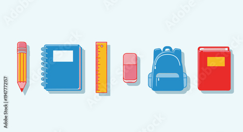 School supplies on a table 4.