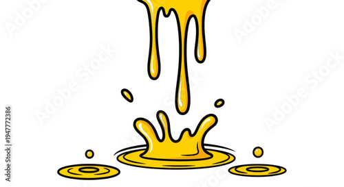 Golden liquid splashing and dropping down.