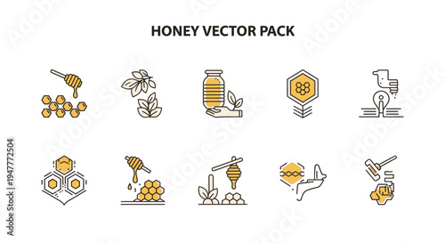 Honey icons vector pack illustrations.