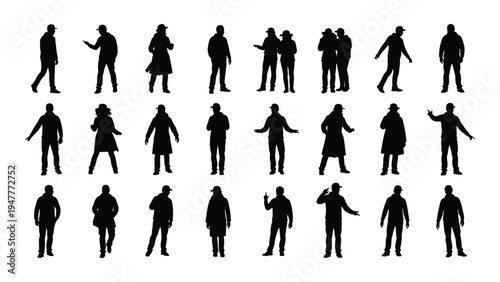 A group of people in various poses