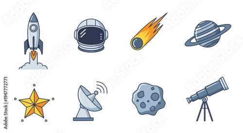 Space icons with astronomy symbols 12.