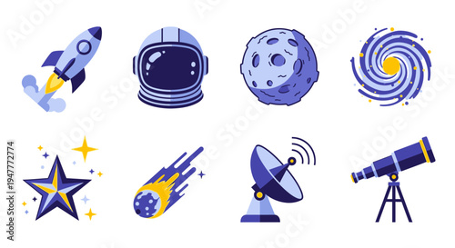 Space icons with astronomy symbols 27.