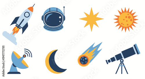 Space icons with astronomy symbols 28.