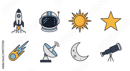Space icons with celestial objects 3.
