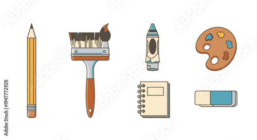 Stationery and art supplies collection.