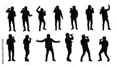 A group of people in various dancing poses