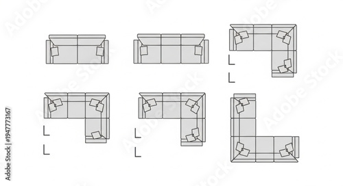 Layout Options for Modular Sofa Configurations and Arrangements.