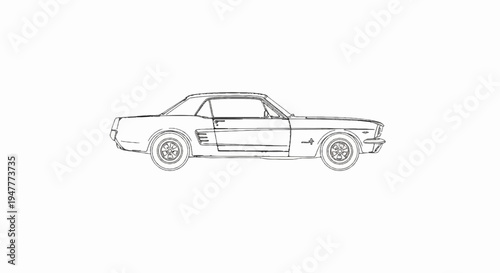 Stylized outline drawing of a classic American sports coupe from the 1960s