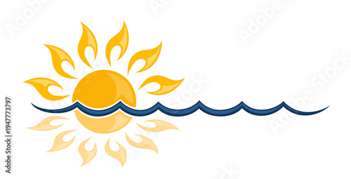 Symbol of the sun and blue wave.
