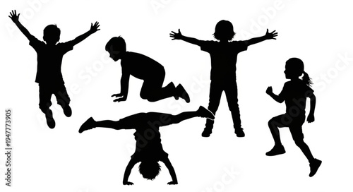 Silhouettes of kids playing outside.