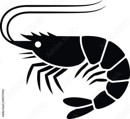 Vector shrimp icon a black and white illustration of a prawn in a modern style using vector graphics techniques