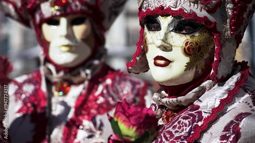Person in elaborate Venetian Carnival mask and costume	