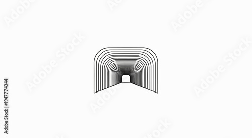 Stylized perspective tunnel with repeating archways receding into distance