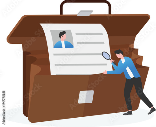 Professional Reviewing Candidate Resume in Briefcase